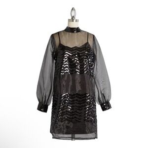 Modcloth Fanciful Fette Sheer Sequin Overlay Dress Size Small NWT
